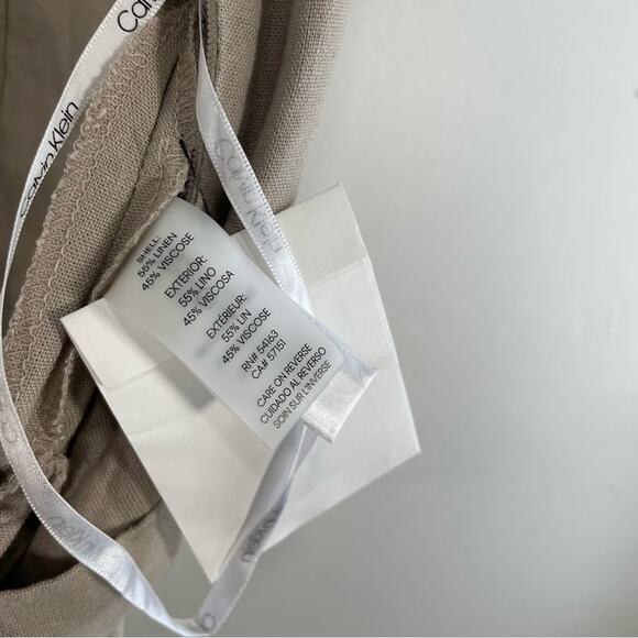 NWT Calvin Klein Khaki Linen Blend Wide Leg Button Front Sleeveless Jumpsuit 2 - Picture 13 of 15